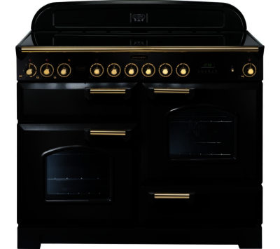 RANGEMASTER  Classic Deluxe 110 Electric Ceramic Range Cooker - Black & Brass
